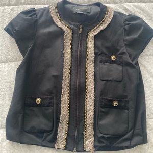 BCBG MAXAZRIA tweed and chain blazer